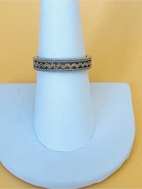 Silver & gold plated mesh design thumb ring size 8